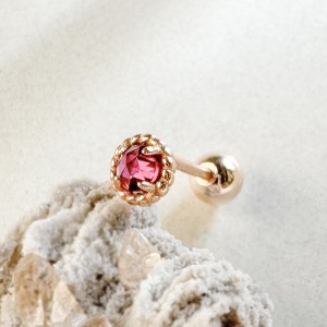 天然石│石榴石心動理由 ‧ 純銀耳環 (單支)