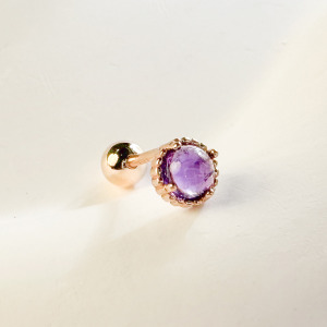 天然石│紫水晶浪漫時空 ‧ 純銀耳環 (單支)