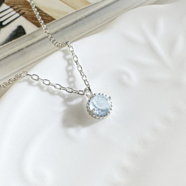 天然石│海藍寶浪漫時空 ‧ 純銀項鍊