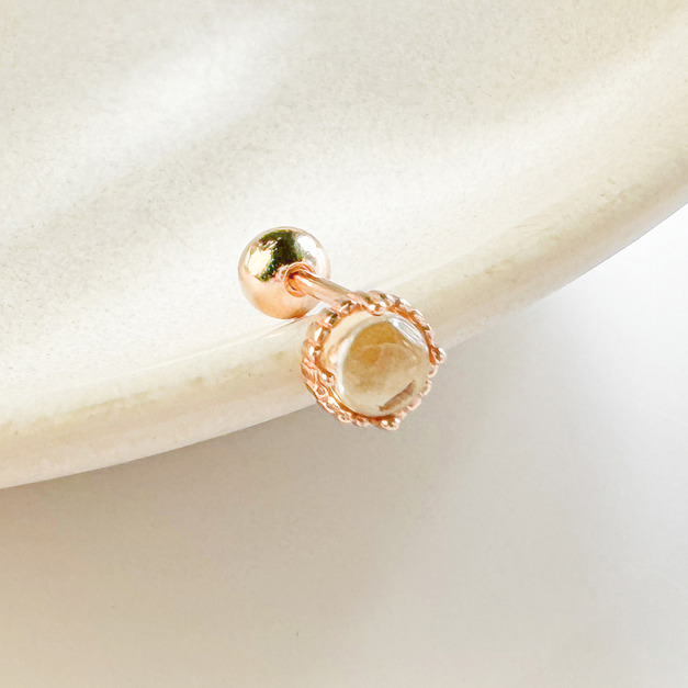 天然石│黃水晶浪漫時空 ‧ 純銀耳環 (單支)