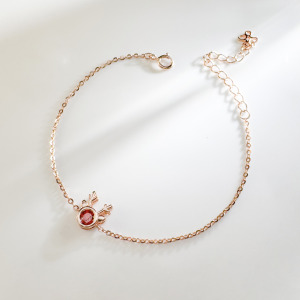 天然石│石榴石小麋鹿 ‧ 純銀手鍊