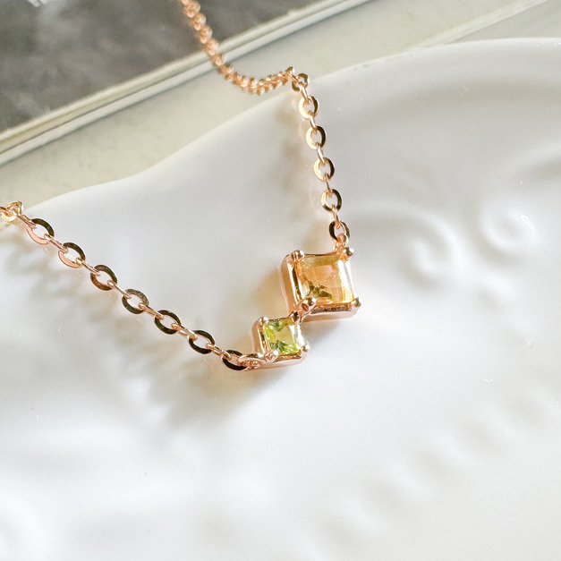 天然石│橄欖石 ‧ 黃水晶│時空交錯 ‧ 純銀項鍊