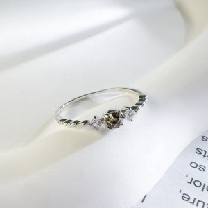 天然石│茶水晶 ‧ 白水晶│心動理由 ‧ 純銀戒指