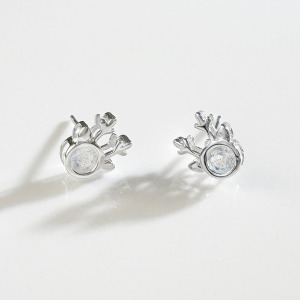 天然石│拉長石小麋鹿 ‧ 純銀耳環