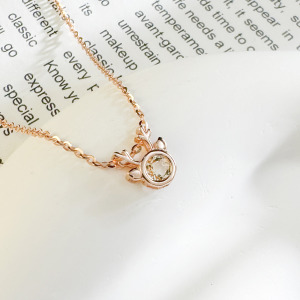 天然石│黃水晶小麋鹿 ‧ 純銀項鍊