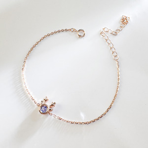 天然石│堇青石小麋鹿 ‧ 純銀手鍊