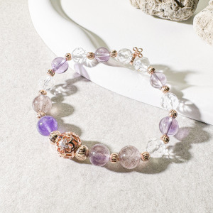 天然石│超七 ‧ 白水晶 ‧ 紫水晶│致命誘惑 ‧ 水晶手串