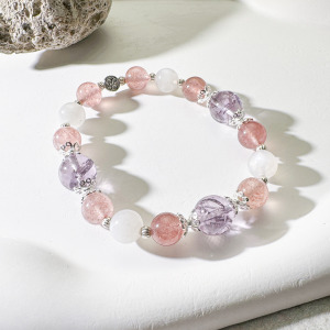 天然石│紫水晶 ‧ 草莓晶 ‧ 月光石│命定戀情 ‧ 水晶手串