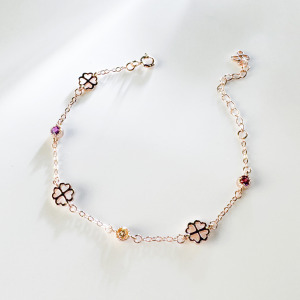 天然石│紫水晶 ‧ 黃水晶 ‧ 石榴石│幸運來臨 ‧ 純銀手鍊