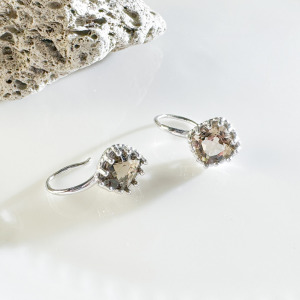 天然石│茶水晶致命誘惑 ‧ 純銀耳環