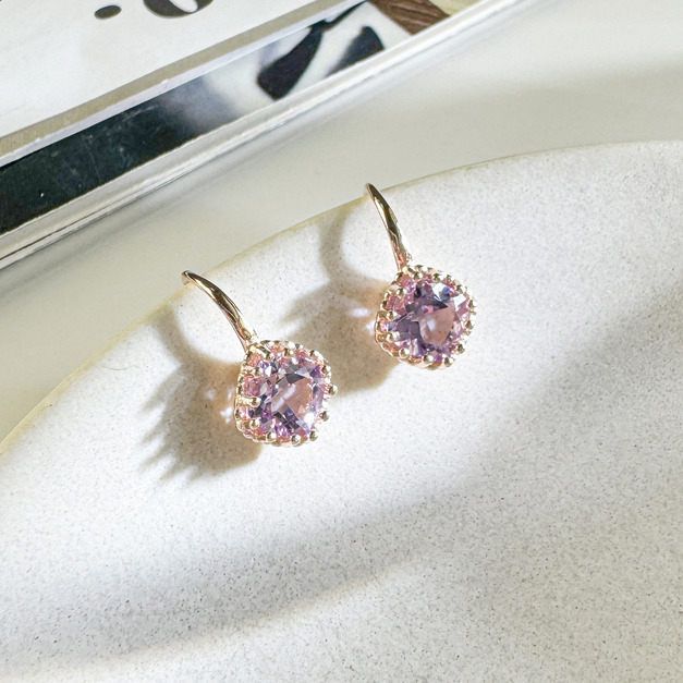 天然石│紫水晶致命誘惑 ‧ 純銀耳環
