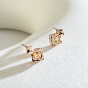 天然石│黃水晶形影不離 ‧ 純銀耳環