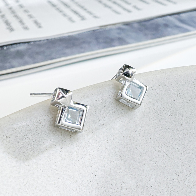 天然石│托帕石形影不離 ‧ 純銀耳環