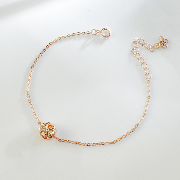 天然石│黃水晶心願幸運草 ‧ 純銀手鍊