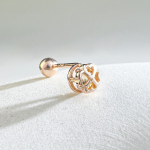 天然石│黃水晶心願幸運草 ‧ 純銀耳環 (單支)