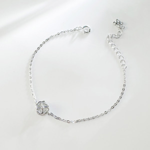 天然石│拉長石心願幸運草 ‧ 純銀手鍊