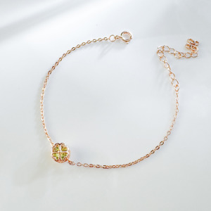 天然石│橄欖石心願幸運草 ‧ 純銀手鍊