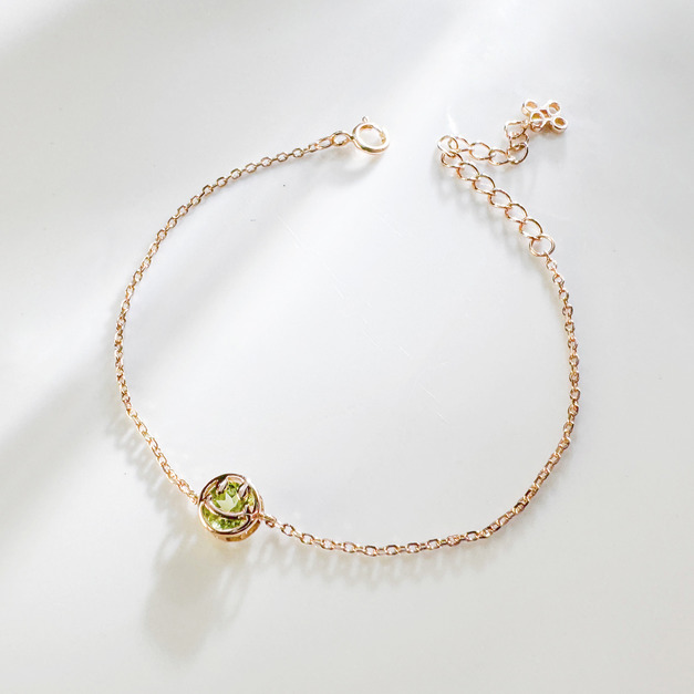 天然石│橄欖石Smile微笑 ‧ 純銀手鍊