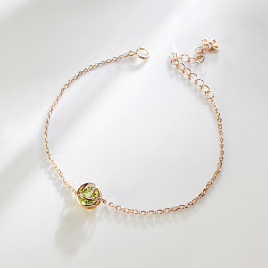 天然石│橄欖石Smile微笑 ‧ 純銀手鍊