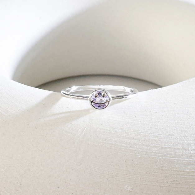 天然石│紫水晶Smile微笑 ‧ 純銀戒指