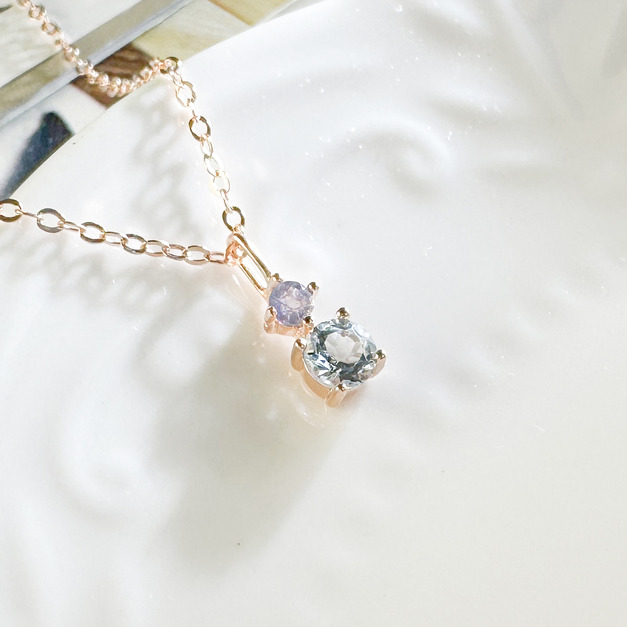 天然石│堇青石 ‧ 托帕石│偏愛 ‧ 純銀項鍊