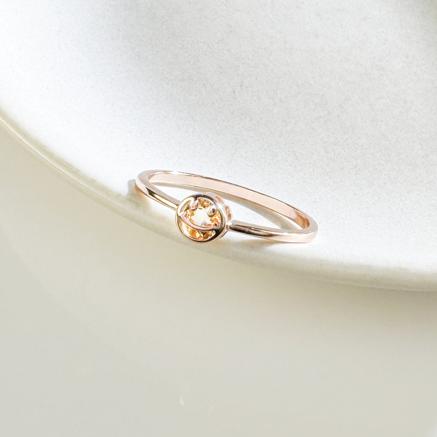 天然石│黃水晶Smile微笑 ‧ 純銀戒指