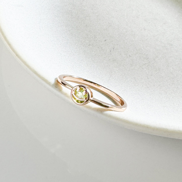 天然石│橄欖石Smile微笑 ‧ 純銀戒指