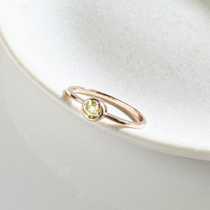 天然石│橄欖石Smile微笑 ‧ 純銀戒指