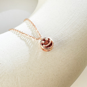 天然石│石榴石Smile微笑 ‧ 純銀項鍊