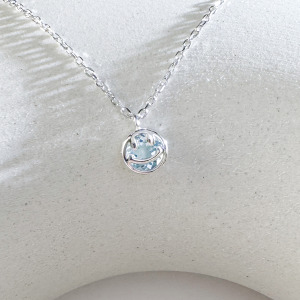 天然石│托帕石Smile微笑 ‧ 純銀項鍊