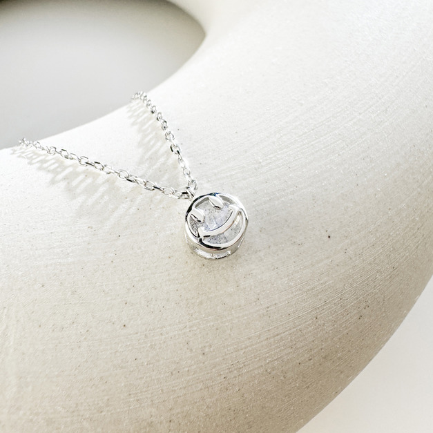 天然石│拉長石Smile微笑 ‧ 純銀項鍊