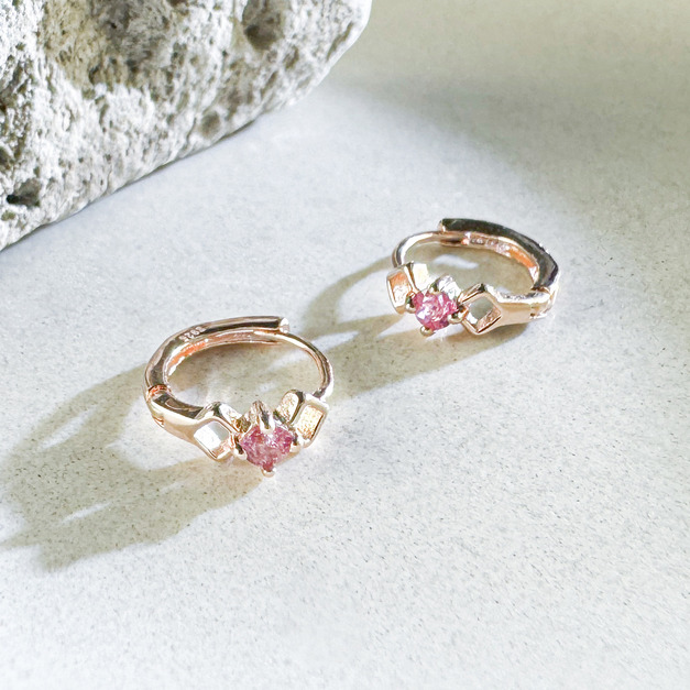 天然石│粉碧璽時空交錯 ‧ 純銀耳環