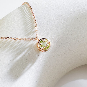 天然石│橄欖石Smile微笑 ‧ 純銀項鍊