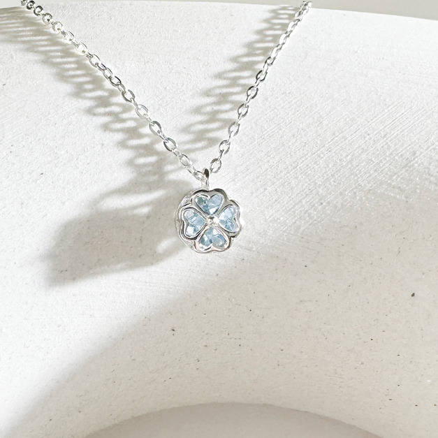 天然石│托帕石心願幸運草 ‧ 純銀項鍊