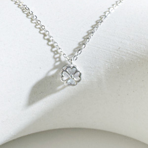 天然石│拉長石心願幸運草 ‧ 純銀項鍊