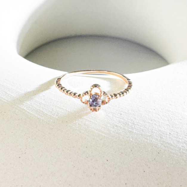 天然石│堇青石花的祝福 ‧ 純銀戒指