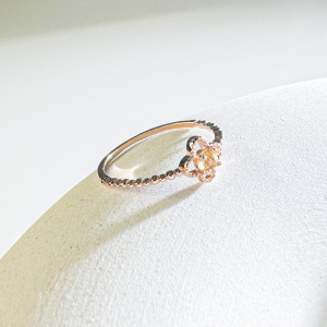 天然石│黃水晶花的祝福 ‧ 純銀戒指