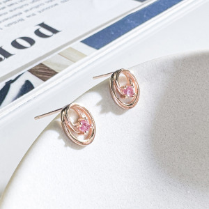 天然石│粉碧璽記憶深處 ‧ 純銀耳環