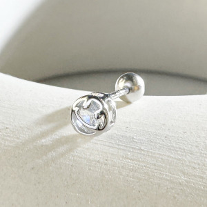 天然石│拉長石Smile微笑 ‧ 純銀耳環 (單支)