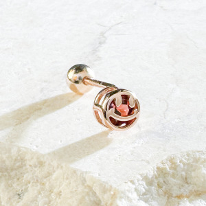 天然石│石榴石Smile微笑 ‧ 純銀耳環 (單支)