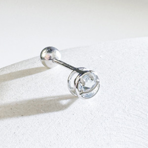 天然石│托帕石Smile微笑 ‧ 純銀耳環 (單支)