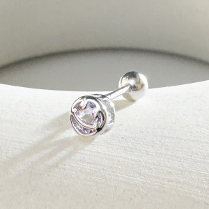 天然石│紫水晶Smile微笑 ‧ 純銀耳環 (單支)