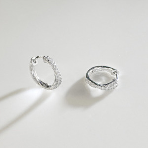交錯排鑽圈 ‧ 純銀耳環