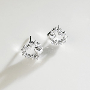 心型花圈 ‧ 純銀耳環