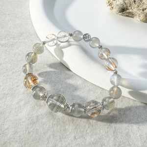 天然石│綠幽靈 ‧ 拉長石 ‧ 黑金超七│時間旅人 ‧ 水晶手串