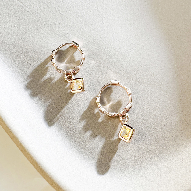 天然石│黃水晶曖昧距離 ‧ 純銀耳環