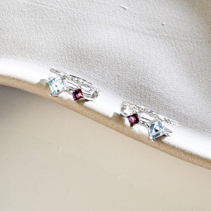 天然石│石榴石 ‧ 托帕石│愛的目光耳骨夾 ‧ 純銀耳環