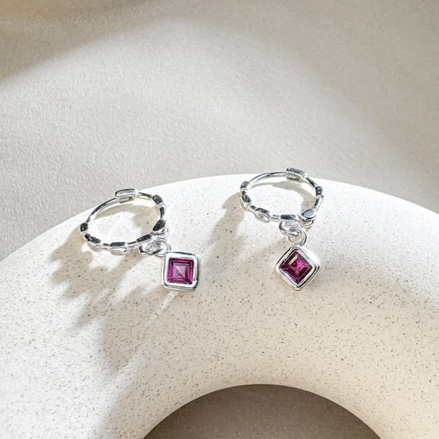 天然石│石榴石曖昧距離 ‧ 純銀耳環