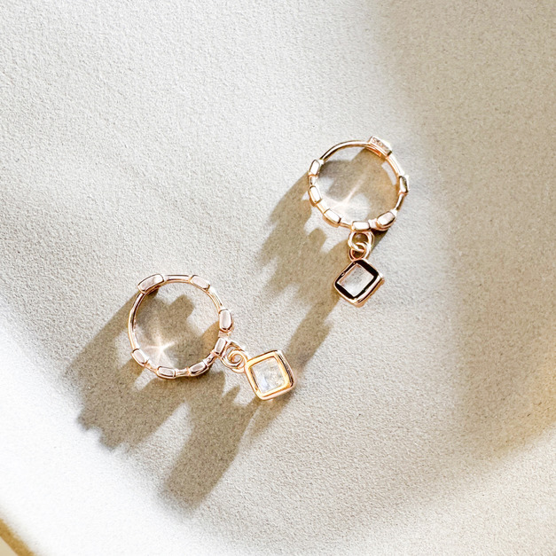 天然石│拉長石曖昧距離 ‧ 純銀耳環