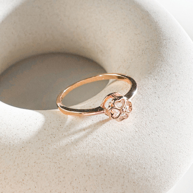 天然石│白水晶心願幸運草 ‧ 純銀戒指